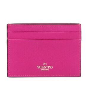 VALENTINO GARAVANI Rockstud Leather Cardholder Pink NEW